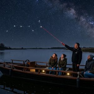 Csillagles az éjszakai Tisza-tavon